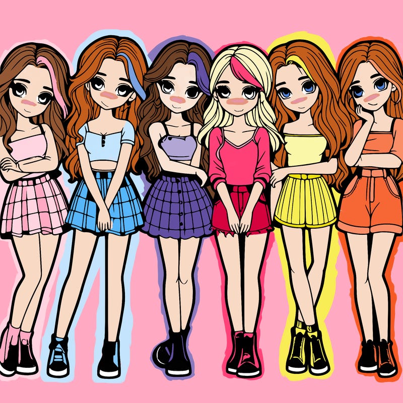 a group of girls realistic