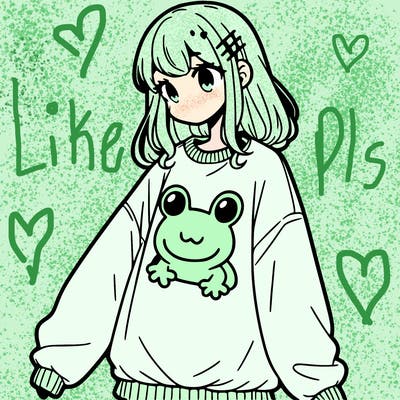 girl wearing frogging sweatshirt