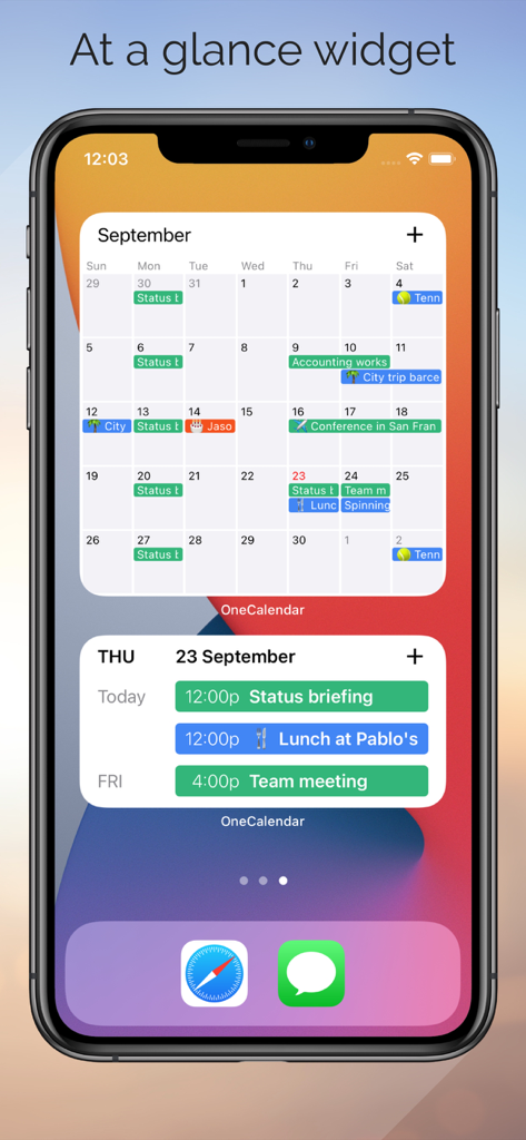 One Calendar - One Calendar App-Widgets zeigen Monats- und Tagespläne auf einem iPhone-Startbildschirm