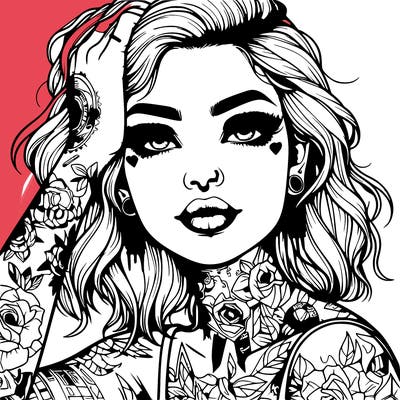 realistic girl with tattoos all over