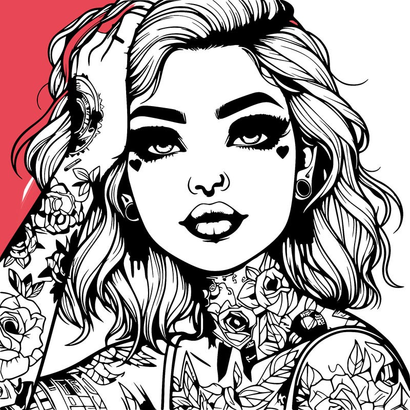 realistic girl with tattoos all over