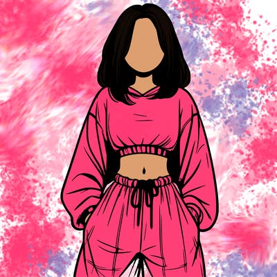 realistic girl faceless with baggy pants and a crop top