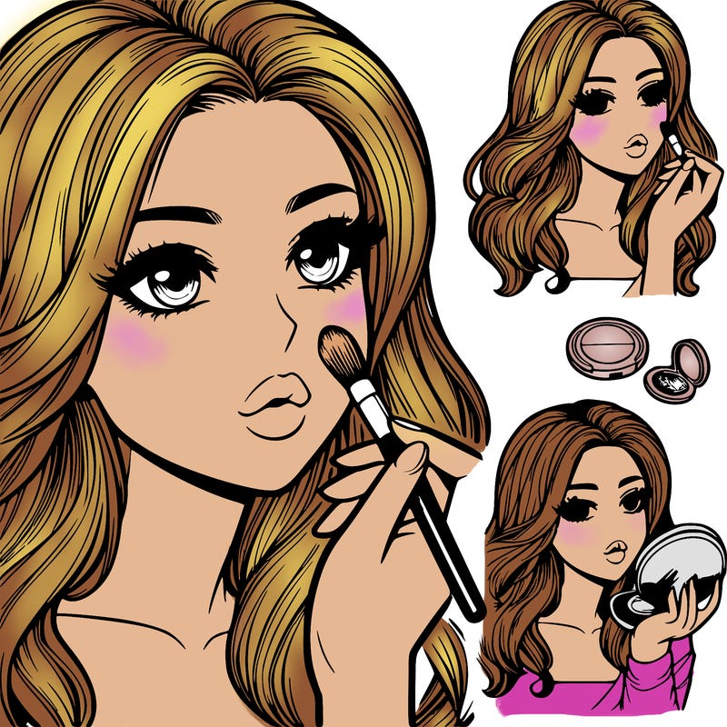 realistic pretty girl doing her makeup