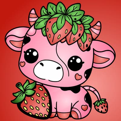cute strawberry cow
