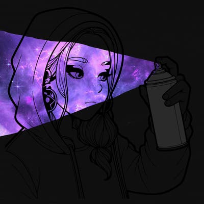 a realistic girl, spray painting