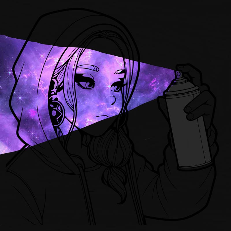 a realistic girl, spray painting