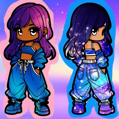 girl in crop top and baggy pants