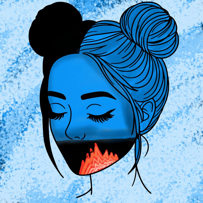 woman with hair buns