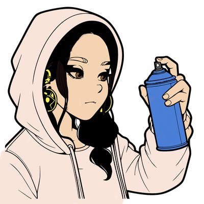 a realistic girl, spray painting
