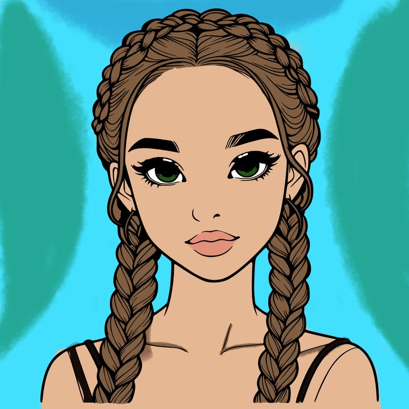 realistic girl with braids