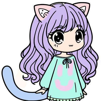 girl with cat ears and tail