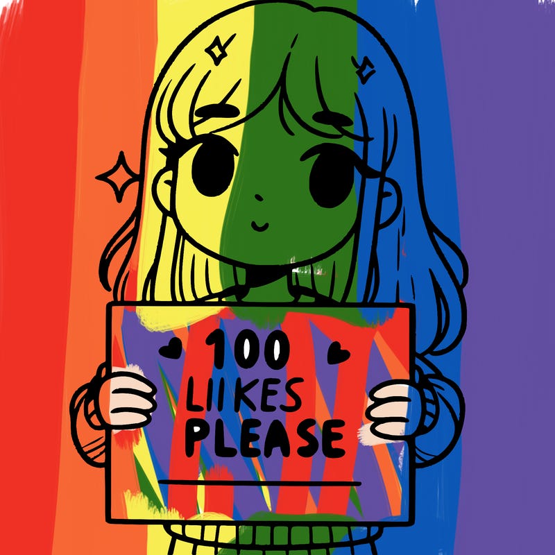 a girl holding up a sign saying 100 likes please