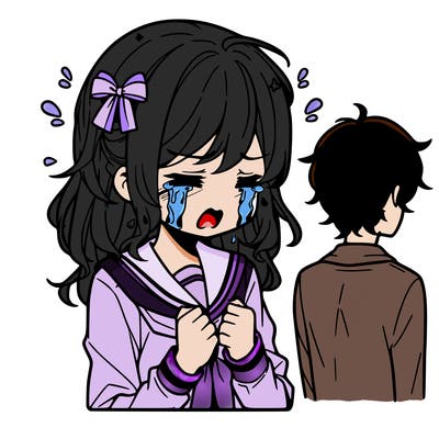 anime girl crying over a boy