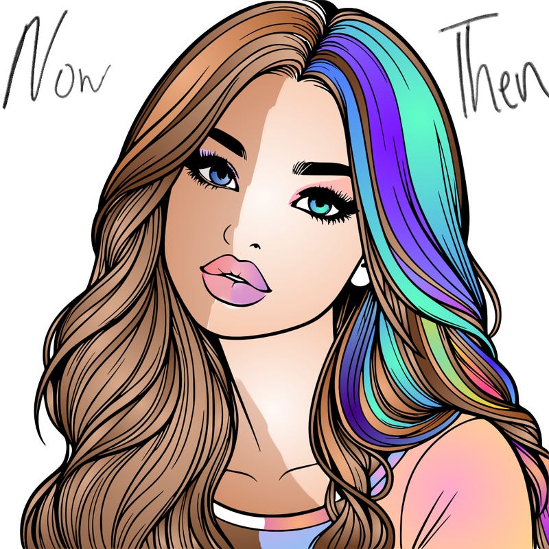 realistic girl with hair on her hair and lips