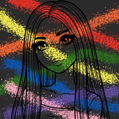 realistic girl with straight and long hair