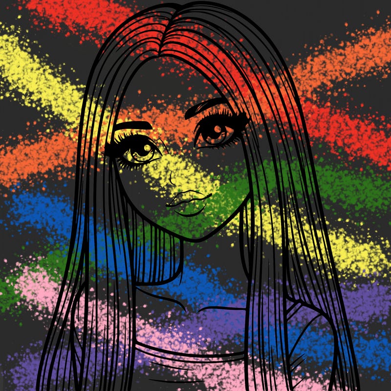 realistic girl with straight and long hair