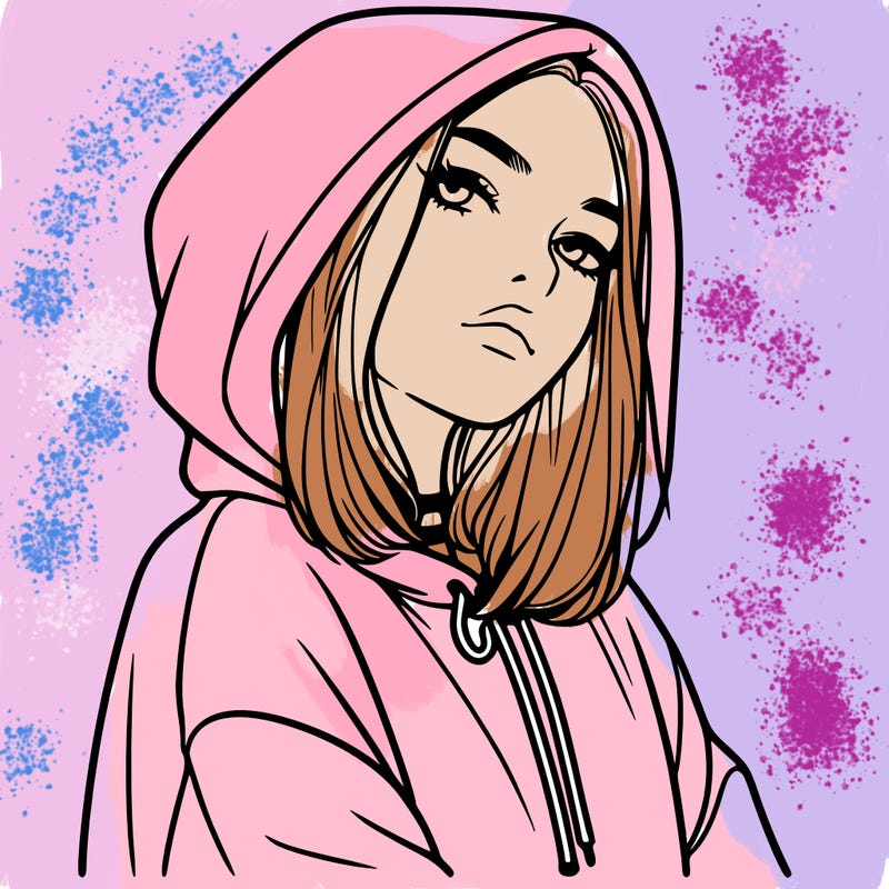 a realistic girl in a hoodie