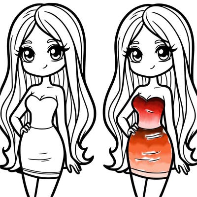 girl with long hair and tight dress