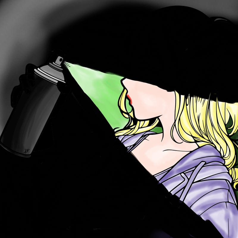 a realistic girl spray, painting