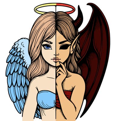 realistic angel half demon