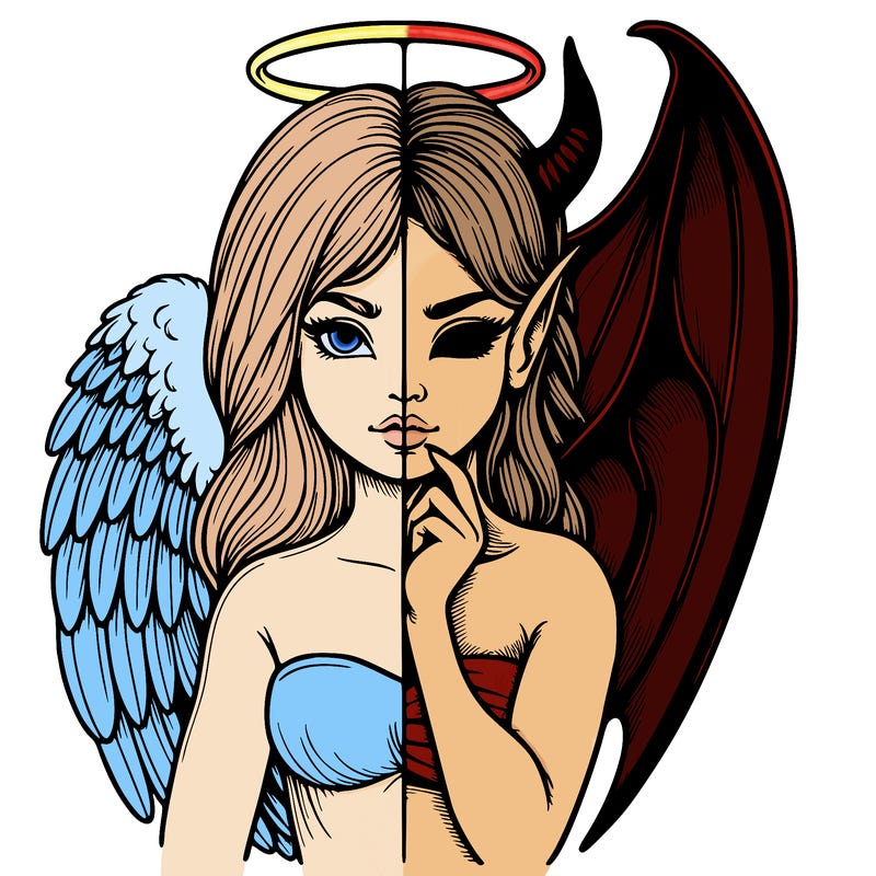 realistic angel half demon