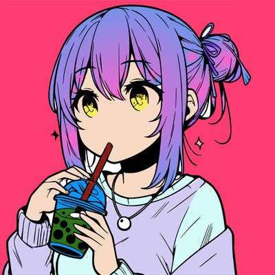 manga character drinking boba