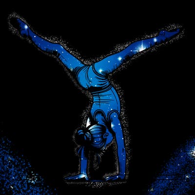 realistic gymnastic hand stand girl in four splits