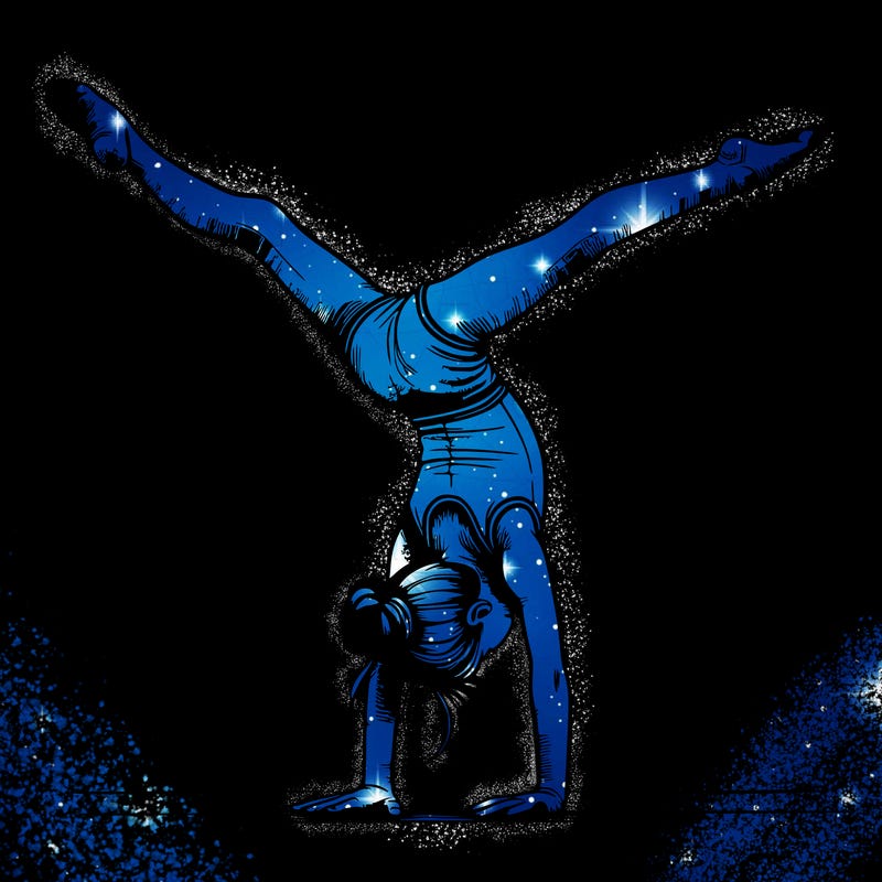 realistic gymnastic hand stand girl in four splits