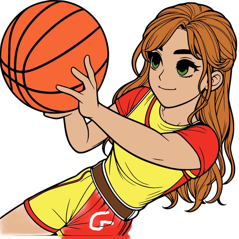 realistic girl playing basketball