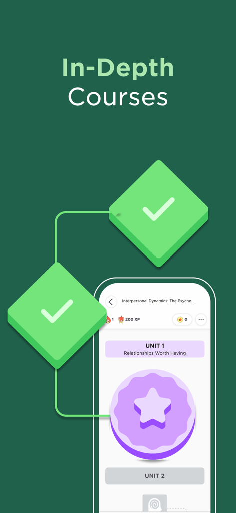 Imprint: Visual Micro Learning - Mobile app interface showing a gamified learning path for in-depth courses in the Imprint app.