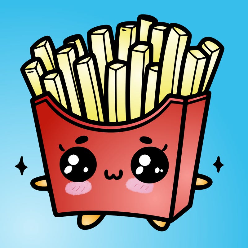 a cute. french fries