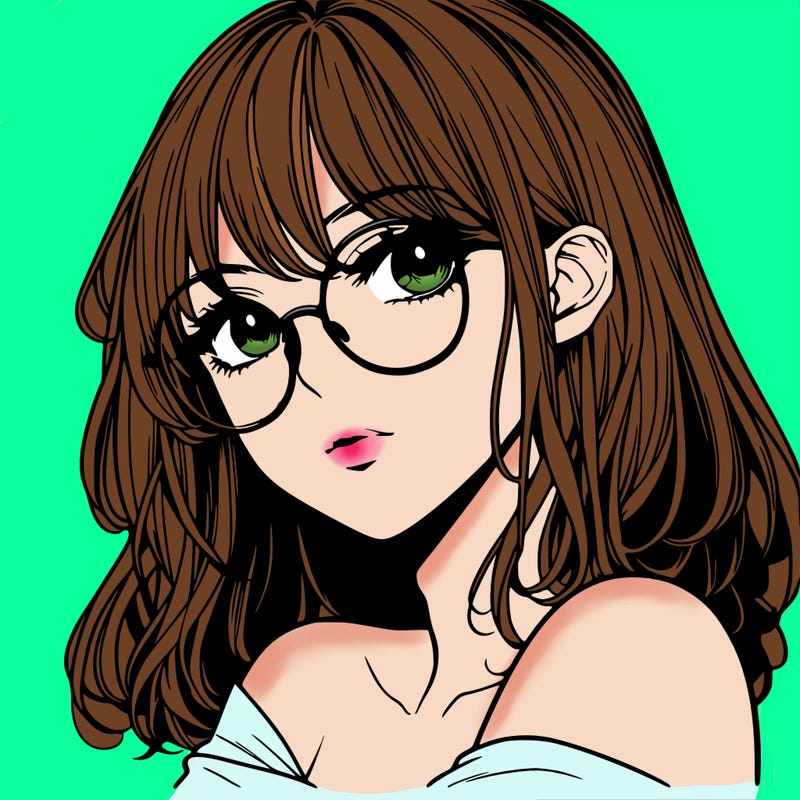 manga woman character with glasses and nice lips