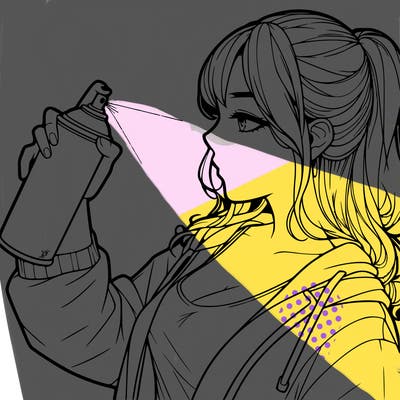 a realistic girl spray, painting