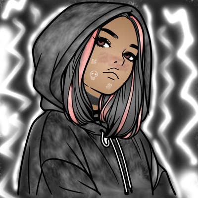 a realistic girl in a hoodie