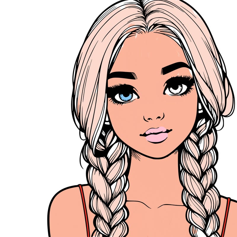 realistic girl with braids