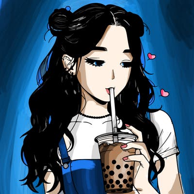 aesthetic realistic girl with boba