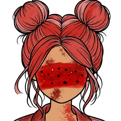 realistic girl with buns on the top of her hair