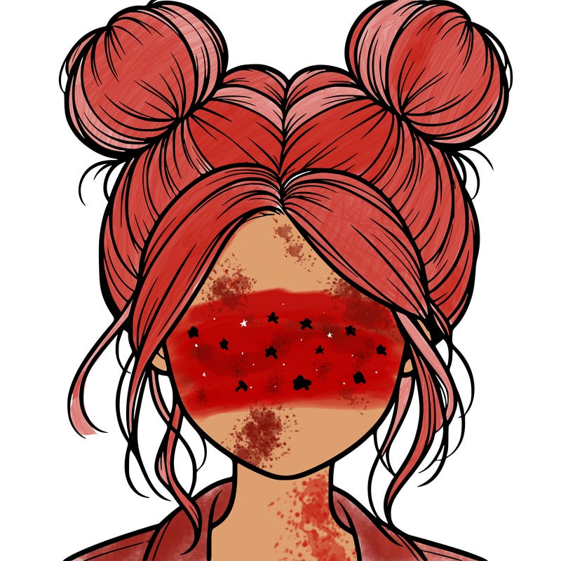 realistic girl with buns on the top of her hair