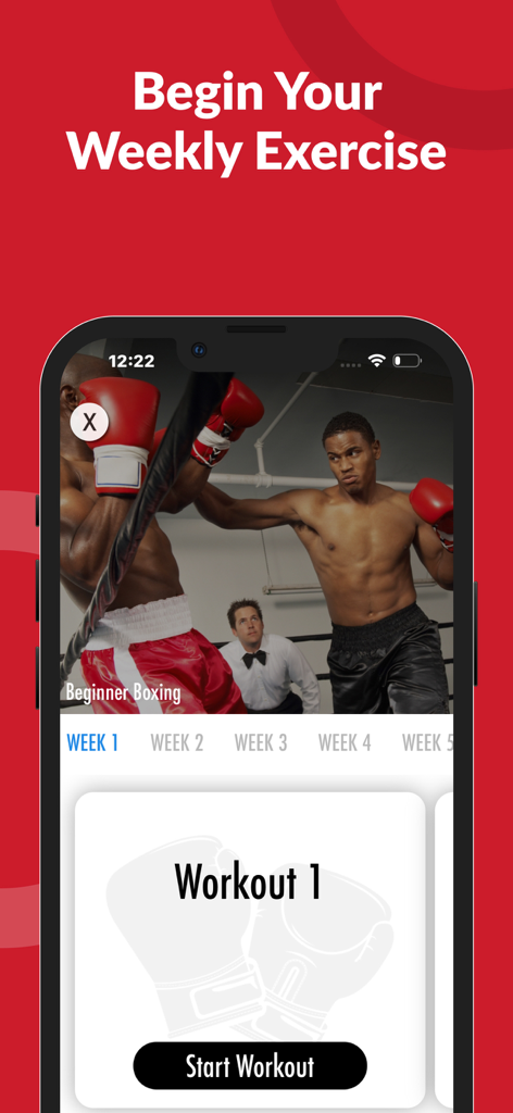 Learn to Box - Learn to Box app showing a weekly beginner workout plan
