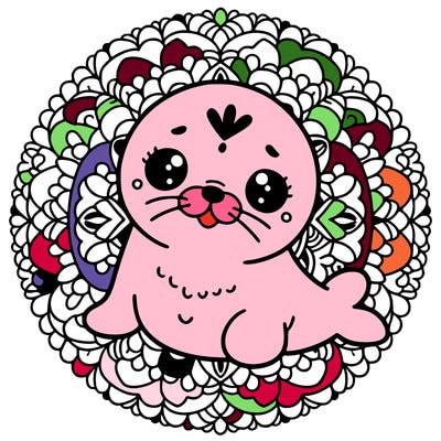 a cute baby seal mandala