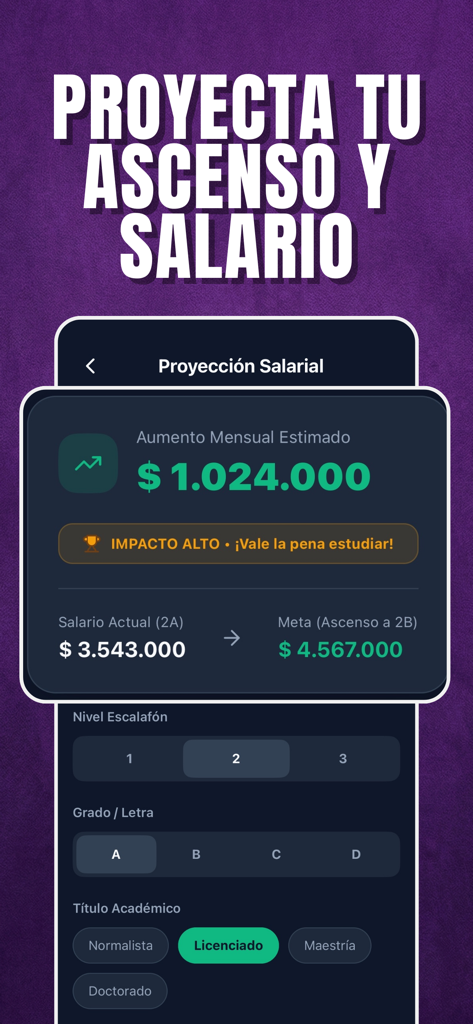 Docente IA: Concurso y SIMO - Salary and promotion projection tool for Colombian teachers