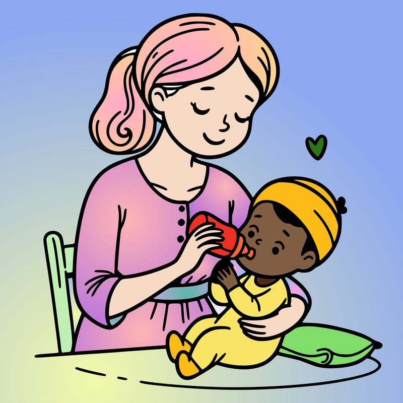 mother feeding a baby