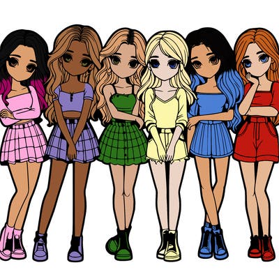 a group of girls realistic