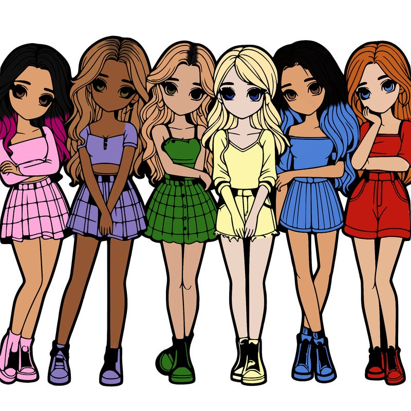 a group of girls realistic