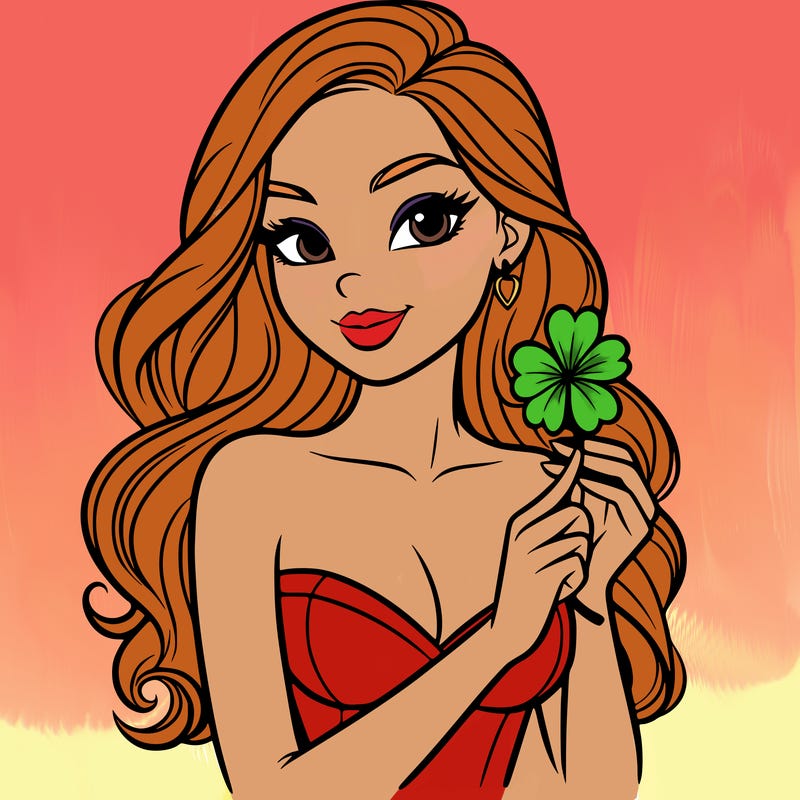 beautiful woman  carrying a clover