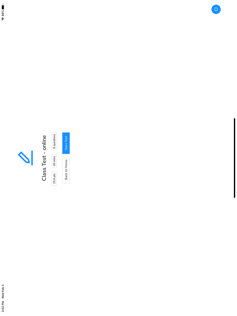 AssessPrep 온라인 수업 시험 시작 화면 (시험 세부 정보 및 시작 버튼 포함)