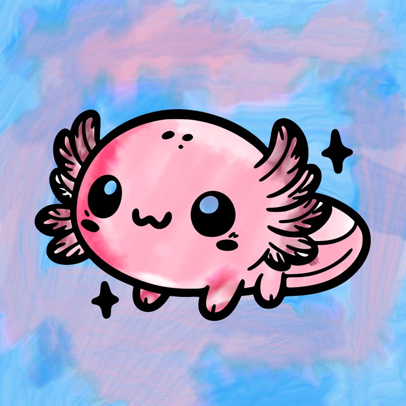 cute easy baby axolotl