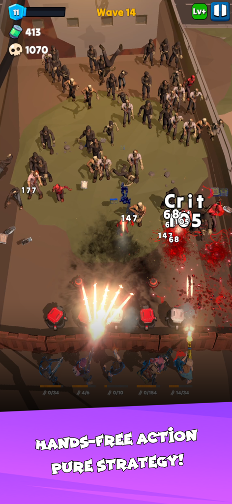 Idle Zombie Wave: Survival TD - Survivors defending against a massive zombie horde in Idle Zombie Wave gameplay