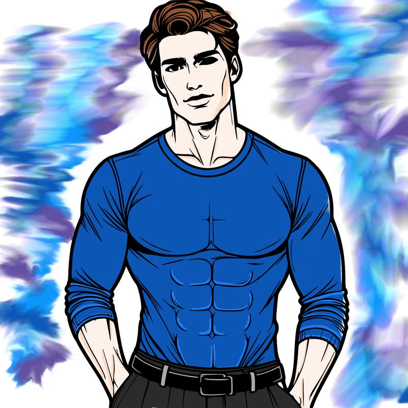 handsome realistic man with short hair with a six pack that shows through his shirt