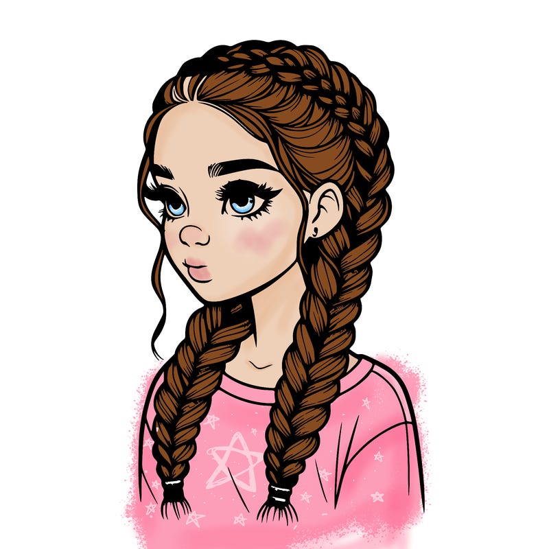 realistic girl with braids